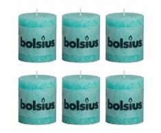 Bolsius Velas rústicas 80x68 mm 6 unidades azul océano