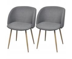 vidaXL Sillas de comedor 2 unidades tela gris claro