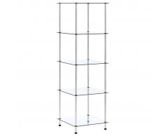 vidaXL Estantería 5 niveles vidrio templado transparente 40x40x130 cm