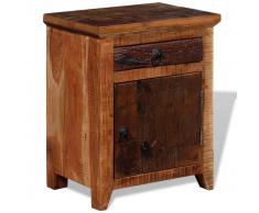 vidaXL Mesita de noche madera maciza de acacia y durmientes de madera