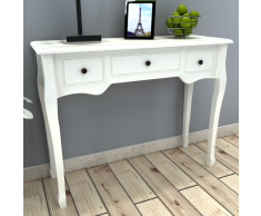 vidaXL Mesa consola tocador con tres cajones blancos