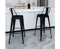 vidaXL Taburetes de cocina 2 unidades de acero negro