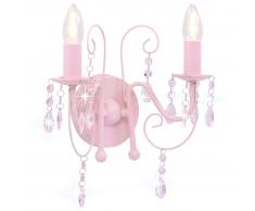vidaXL Lámpara de pared con cuentas rosa con 2 bombillas E14