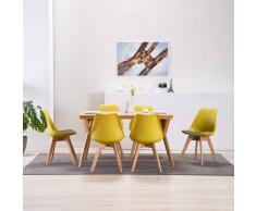 vidaXL Silla de comedor 6 unidades amarillo y negro