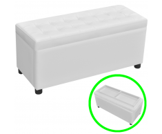 vidaXL Otomana de almacenamiento de cuero artificial blanco
