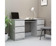 vidaXL Escritorio de aglomerado gris hormigón 140x50x77 cm