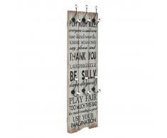 vidaXL Perchero de pared THANK YOU con 6 ganchos 120x40 cm