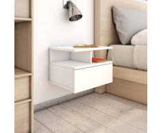vidaXL Mesita noche flotante 2 uds aglomerado blanco brillo 40x31x27cm