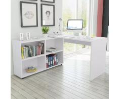 vidaXL Escritorio de esquina 4 estantes blanco