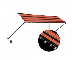 vidaXL Toldo retráctil con LED naranja y marrón 400x150 cm