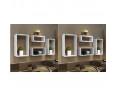 vidaXL Estanterías de cubos para pared 8 unidades blanco