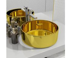 vidaXL Lavabo 40x15 cm cerámica dorado