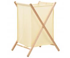 vidaXL Cesto de ropa sucia madera de cedro y tela beige 42x41x64 cm
