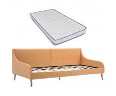 vidaXL Estructura sofá cama colchón espuma viscoelástica tela naranja