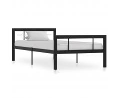 vidaXL Estructura de cama de metal negro y blanco 100x200 cm