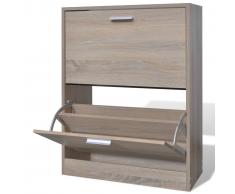 vidaXL Mueble zapatero color roble con 2 compartimentos