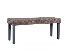 vidaXL Banco de ratán kubu y madera maciza de mango gris 110 cm