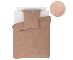 vidaXL Juego de cama forro polar 4 piezas beige 155x200/80x80 cm