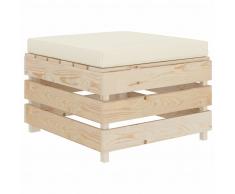 vidaXL Otomana de palés para jardín madera con cojín color crema