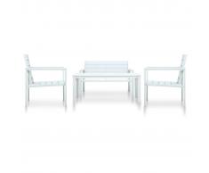 vidaXL Juego de muebles de jardín 4 piezas HDPE aspecto madera blanco