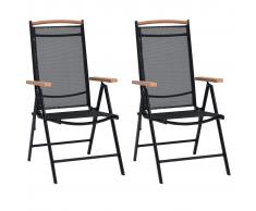 vidaXL Sillas de jardín plegables 2 uds aluminio y textilene negro