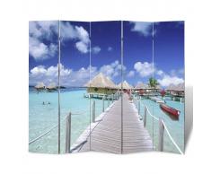 vidaXL Biombo divisor plegable 200x170 cm playa