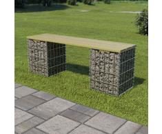 vidaXL Banco gaviones 120 cm acero galvanizado y madera pino FSC