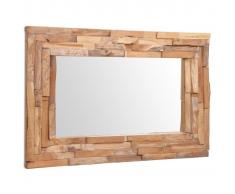 vidaXL Espejo decorativo de teca 90x60 cm rectangular