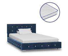 vidaXL Cama con colchón viscoelástico terciopelo azul 90x200 cm