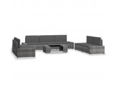 vidaXL Juego de muebles de jardín 8 piezas ratán sintético gris