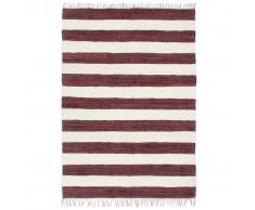 vidaXL Alfombra hecha a mano Chindi algodón 160x230cm borgoña y blanco