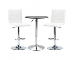 vidaXL Set mesa alta y taburetes de bar 3 piezas cuero sintético negro
