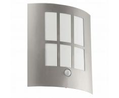 EGLO Lámpara de pared LED exterior con sensor City LED plateada 94213