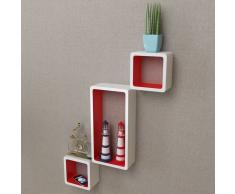 vidaXL Estanterías de cubos para pared 6 unidades blanco y rojo
