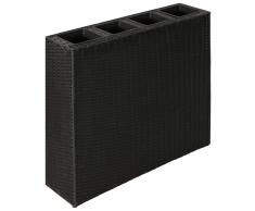 vidaXL Jardinera con 4 maceteros de ratán sintético negro