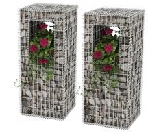 vidaXL Cesta poste/jardinera de gaviones 2 unidades acero 50x50x120 cm