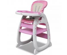 vidaXL Trona alta para bebé convertible 3-en-1, Rosa