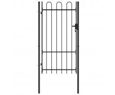 vidaXL Cancela de valla con una puerta y arco acero negro 1x1,75 m