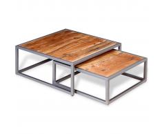 vidaXL Set de mesas de centro madera maciza de acacia dos unidades