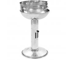 vidaXL Barbacoa de carbón con pedestal de acero inoxidable
