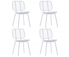 vidaXL Sillas de comedor asientos cuero sintético 4 uds acero blanco