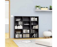 vidaXL Estantería para CD aglomerado gris brillante 102x16x89,5 cm