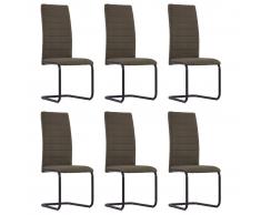 vidaXL Sillas de comedor 6 unidades tela marrón