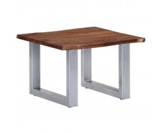 vidaXL Mesa de centro borde natural madera maciza acacia 60x60x40 cm