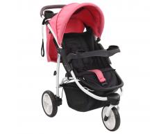 vidaXL Cochecito/Silla de paseo de 3 ruedas rosa y negro