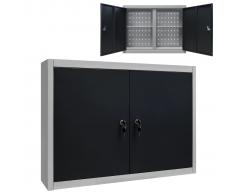 vidaXL Armario de herramientas de pared industrial metal gris y negro