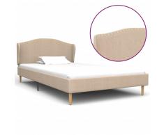 vidaXL Estructura de cama de tela beige 90x200 cm