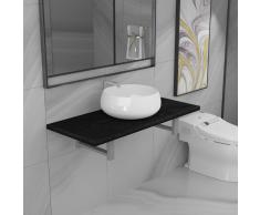 vidaXL Conjunto de muebles de baño 2 piezas cerámica negro