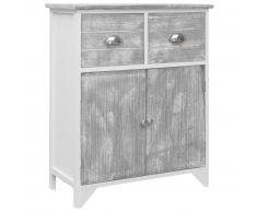 vidaXL Armario auxiliar madera de Paulownia gris y blanco 60x30x75 cm