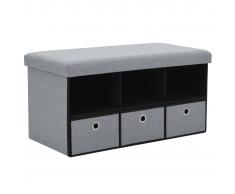 vidaXL Banco almacenamiento plegable lino 76x38x38 cm gris claro